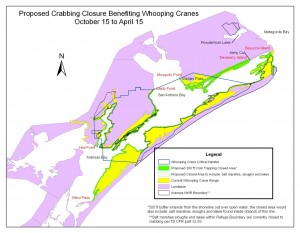 Map sent with letter from WCCA to recommend protection of whooping crane food resources.